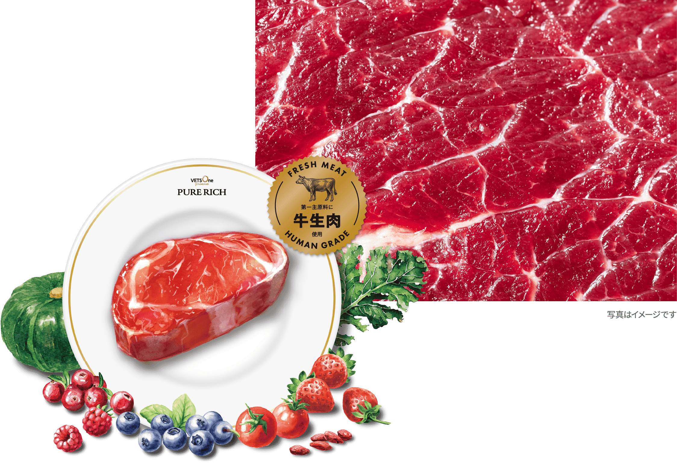 グラスフェッドビーフを使用した、豊かなコクと深い味わい