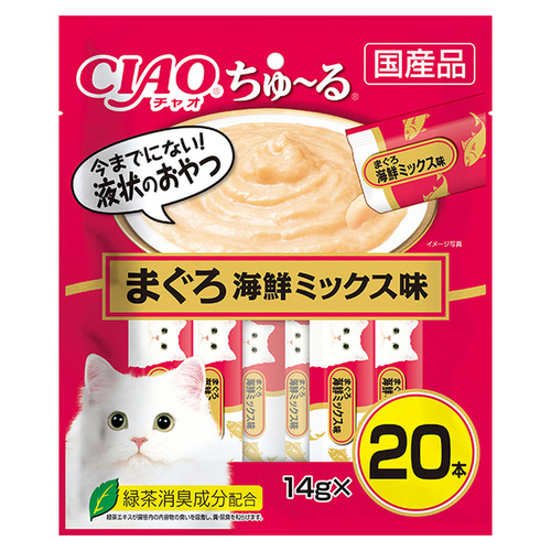 CIAO(チャオ) ちゅ～る まぐろ海鮮ミックス味 20本入り【アウトレット】