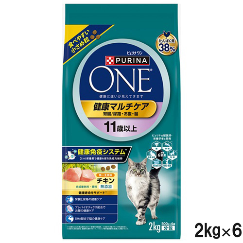 ピュリナワン キャット 健康マルチケア 11歳以上 チキン 2kg×6個【まとめ買い】