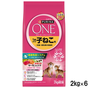 ピュリナワン キャット ドライ 1歳までの子ねこ用/妊娠・授乳期の母猫用サーモン＆ツナ 2kg×6個【まとめ買い】