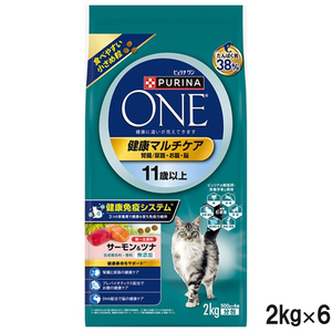 ピュリナワン キャット ドライ 健康マルチケア 11歳以上 サーモン＆ツナ 2kg×6個【まとめ買い】