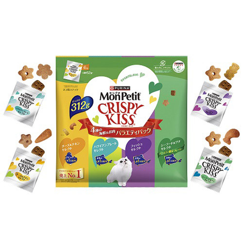 モンプチ クリスピーキッス おやつ バラエティパック 4種の海鮮＆お肉 312g【アウトレット】
