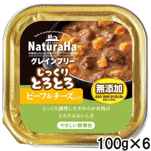 サンライズ ナチュラハ グレインフリー じっくりとろとろビーフ&チーズ入り 犬用 100g×6個【まとめ買い】