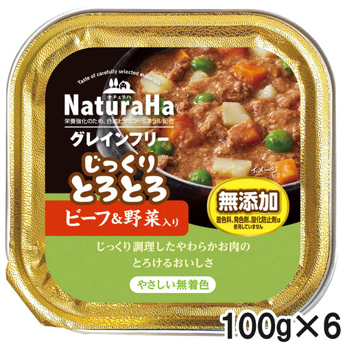 サンライズ ナチュラハ グレインフリー じっくりとろとろビーフ&野菜入り 犬用 100g×6個【まとめ買い】