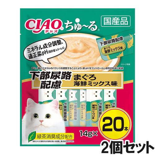 CIAO(チャオ) ちゅ～る 下部尿路配慮 まぐろ 海鮮ミックス味 20本入り×2個【まとめ買い】