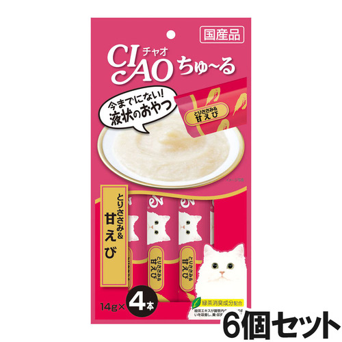 CIAO(チャオ) ちゅ～る とりささみ＆甘えび 4本入り×6個【まとめ買い】