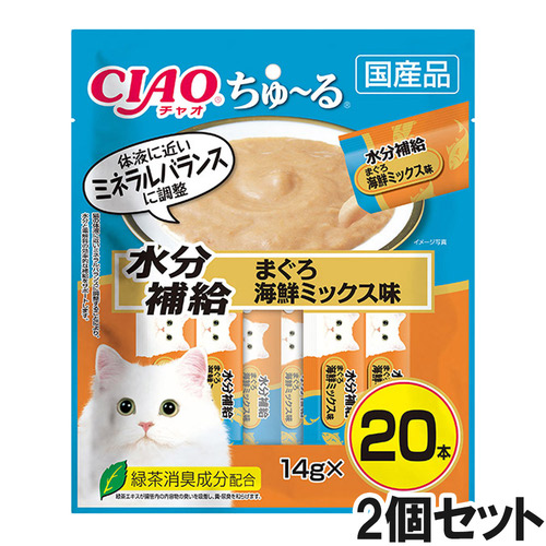 CIAO(チャオ) ちゅ～る 水分補給 まぐろ海鮮ミックス味 20本入り×2個【まとめ買い】