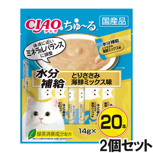 CIAO(チャオ) ちゅ～る 水分補給 とりささみ海鮮ミックス味 20本入り×2個【まとめ買い】