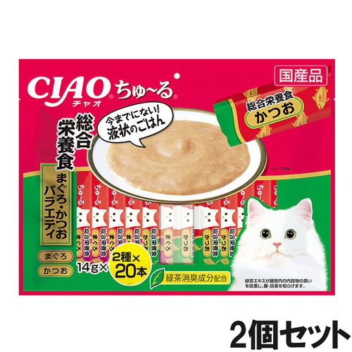 CIAO(チャオ) ちゅ～る 総合栄養食 まぐろ・かつおバラエティ 40本 ×2個【まとめ買い】