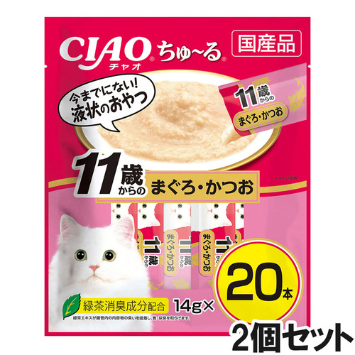 CIAO(チャオ)ちゅ～る11歳からのまぐろ・かつお20本入り×2個【まとめ買い】