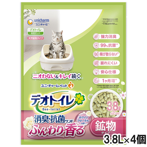 デオトイレ ふんわり香る消臭・抗菌サンド ホワイトフローラルの香り 3.8Ｌ×4個【まとめ買い】
