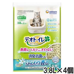 デオトイレ ふんわり香る 消臭・抗菌サンド ナチュラルグリーンの香り 3.8L×4個【まとめ買い】
