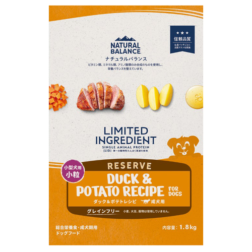 ナチュラルバランス LID 成犬用 ダック&ポテトレシピ 小粒 1.8kg
