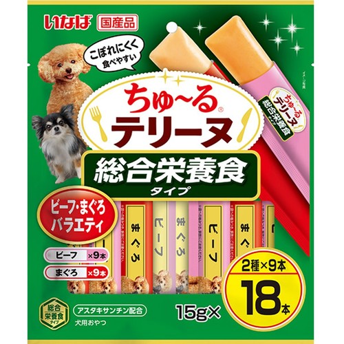 いなば 犬用 ちゅ～るテリーヌ 総合栄養食 ビーフ・まぐろバラエティ 18本入り