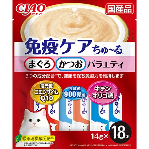 CIAO(チャオ) 免疫ケアちゅ～る まぐろ・かつおバラエティ 18本入り