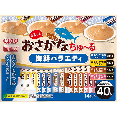CIAO(チャオ) まるっとおさかなちゅ～る 海鮮バラエティ 40本入り