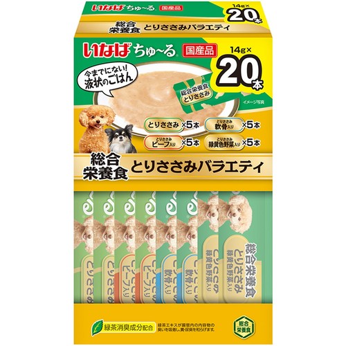 いなば 犬用 ちゅ～る 総合栄養食 とりささみバラエティ ボックス 20本入り