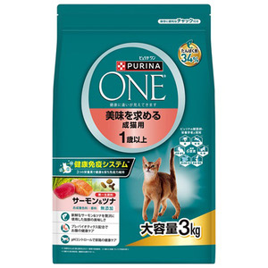ピュリナワン キャット ドライ 美味を求める成猫用 1歳以上 サーモン＆ツナ 3kg