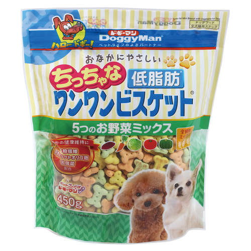 ドギーマン おなかにやさしいちっちゃな低脂肪ワンワンビスケット 5つのお野菜ミックス 450g