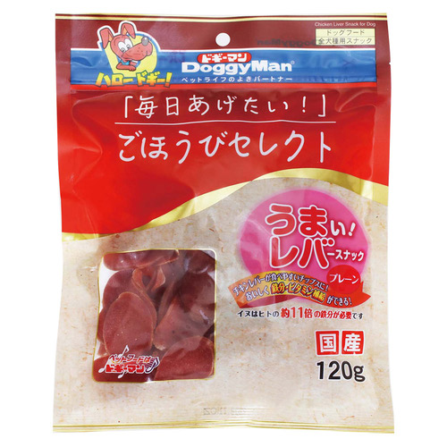 ドギーマン ごほうびセレクト うまい！レバースナック プレーン 120g