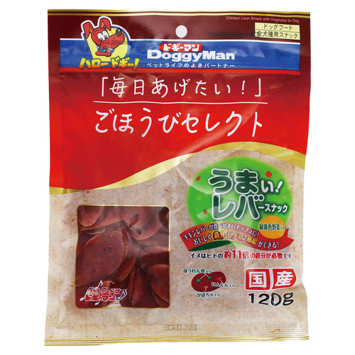 ドギーマン ごほうびセレクト うまい！レバースナック 緑黄色野菜入り 120g