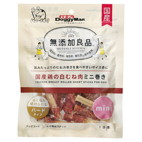 ドギーマン 無添加良品 国産鶏の白むね肉ミニ巻き 18本